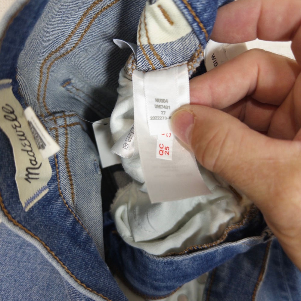 Madewell Flared Wide-Leg Jeans 27 Womens High Rise Cropped Raw Hem Blue - Picture 10 of 10